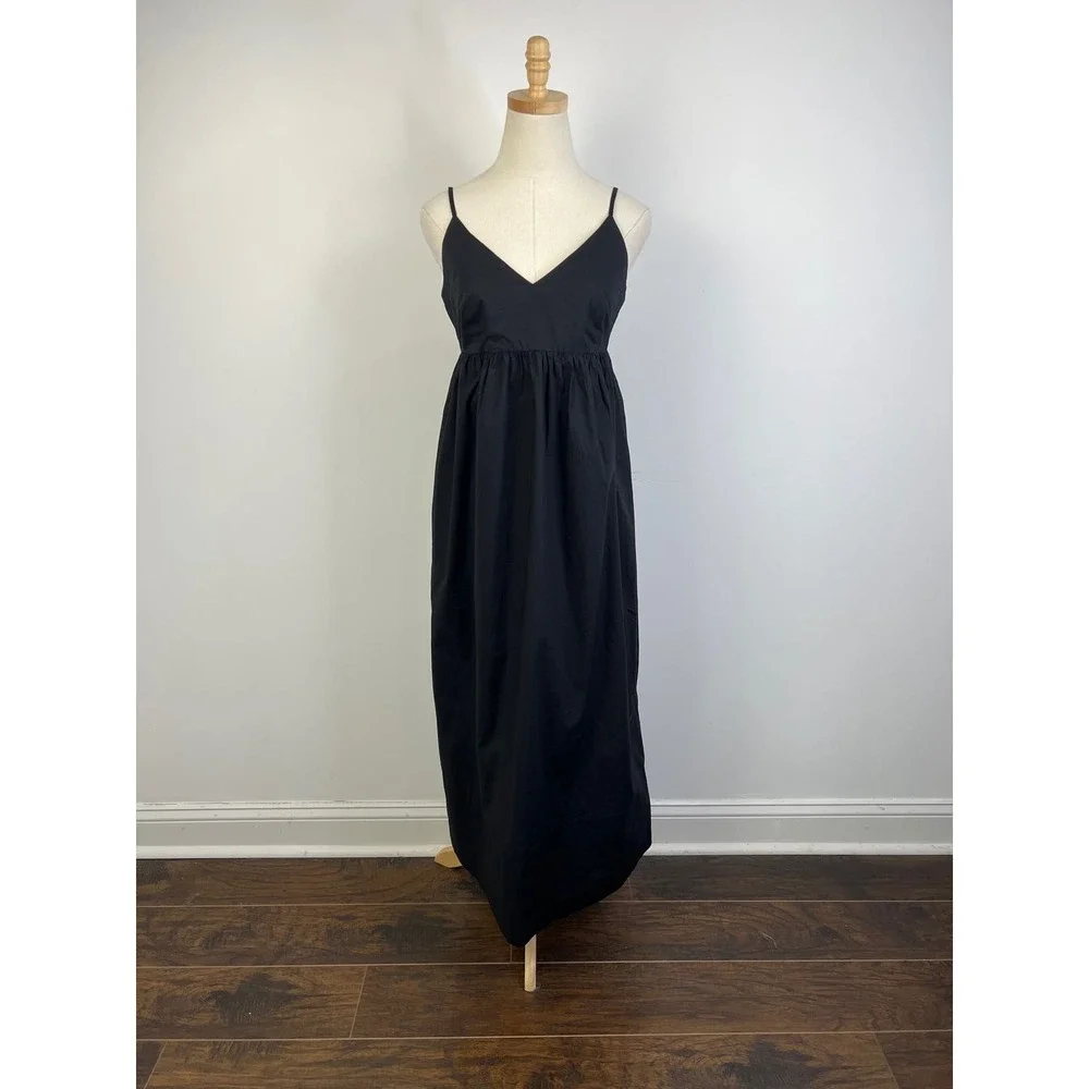 QUINCE Black 100% Organic Cotton Poplin Sleeveless Maxi Dress NWT Size XS - Picture 8 of 13